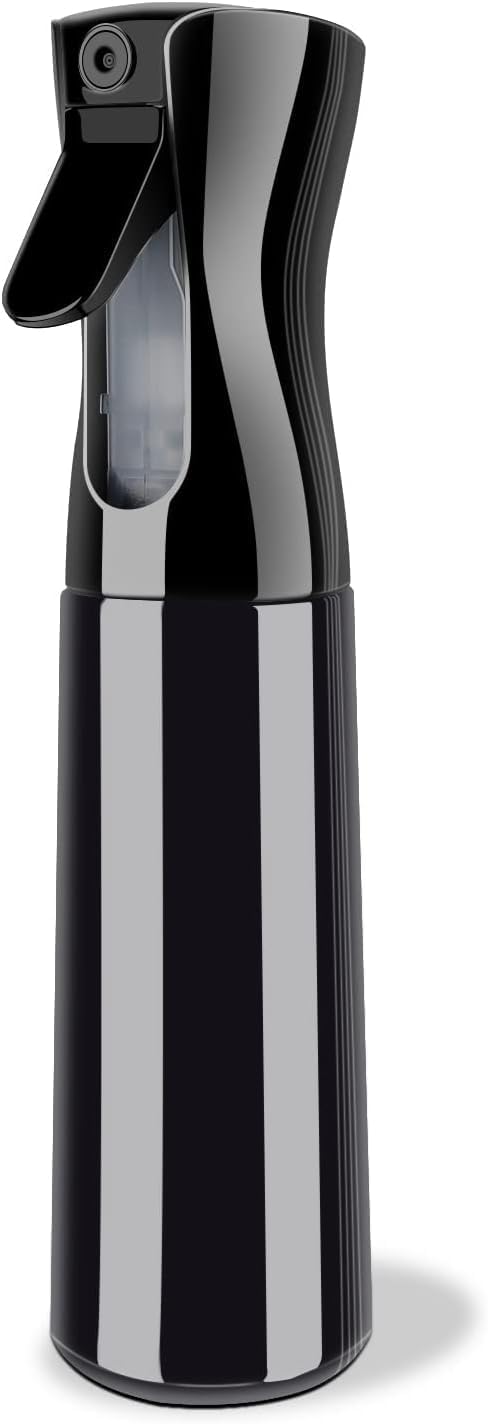 CKPS Refillable Empty Mist Water Spray Bottle for Taming Hair in Morning, Hairstyling, Plants, Pets (ONLY WATER USE) (Black 300 ML)