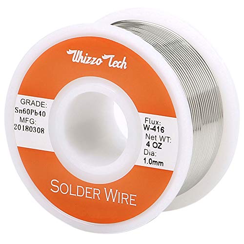 Image of Whizzotech Solder Wire 60 /40 Tin /Lead Sn60Pb40 with Flux Rosin Core for Electrical Soldering 4oz /100g /0.22lb Diameter 0.039 Inch /1mm