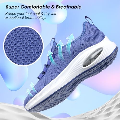 Image of Wide Toe Box Shoes Women Extra Wide Width Sneakers Air Cushion Road Running Shoes Ultra Light Tennis Gym Workout Training Shoes Breathable Walking Shoes with Arch Support