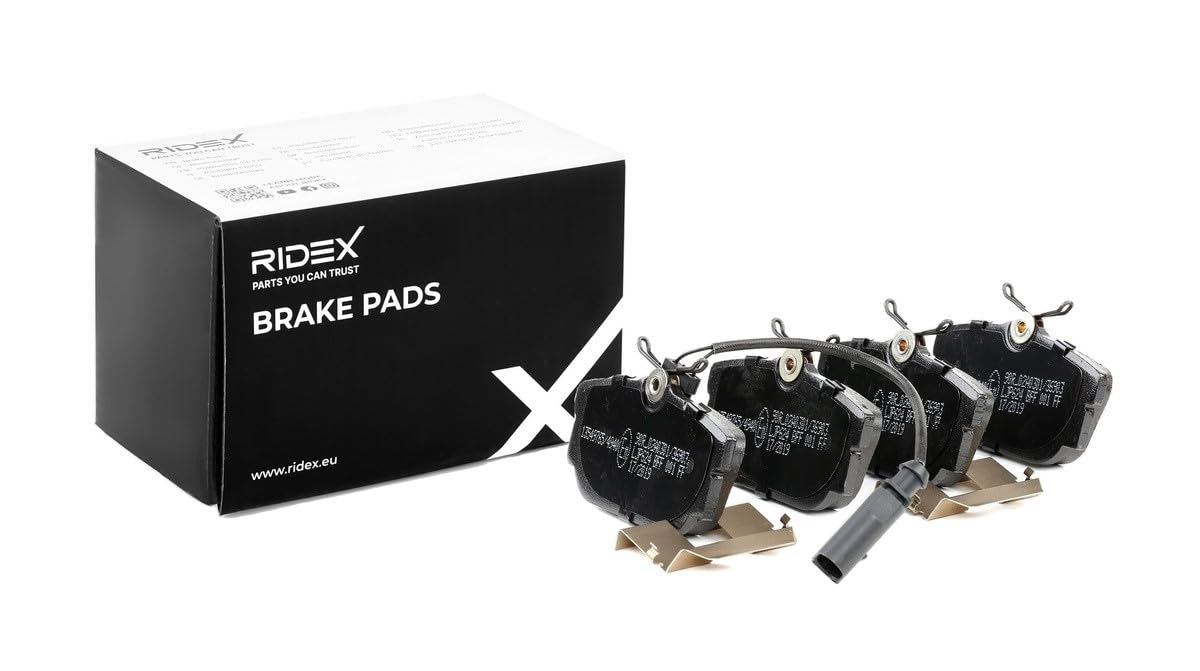 RIDEX 3405B1543 Juego para eje Kit de discos de freno y pastillas Trasero con accesorios con chapa antichirrido Compatible con VW Transporter T4 Bus 70B, 70C, 7DB, 7DK, 70J, 70K, 7DC, 7DJ