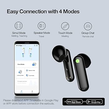 Timekettle WT2 Edge Language Translator Device with 40 Languages Online, Simultaneous Translator Earbuds for 8 Languages Offline, 2 Way Translator