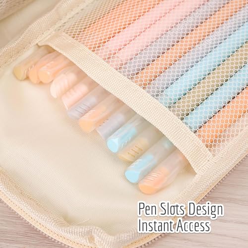 Image of Zibuyu Large Capacity Pencil Pouch for Girls & Boys, Fashion 9-Layer Pencil Case with Clear Mesh Pockets, Multipurpose Organizer for Stationery Items, Makeup, Accessories, White