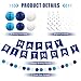 Blue Birthday Decorations - Navy Blue Happy Birthday Banner with 6 Honeycomb Balls, 6 Metallic Hanging Swirls and Circle Dot Garland Decroations for Men Boys Birthday Party Decorations