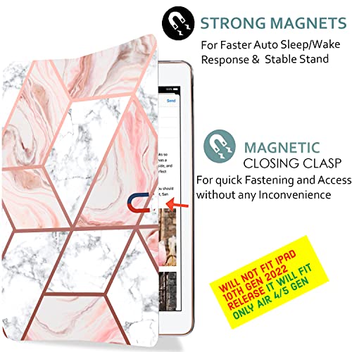 Image of DuraSafe Cases for iPad Air 5th 4th 6th 11th [ Air 11 /6 2024 /5 2022 /4 2020 ] A2588 A2316 MYFQ2HN /A MYFM2HN /A MYFR2HN /A MYFN2HN /A MYFQ2HN /A MYFM2HN /A MYFR2HN /A Printed PC Cover - Marble Pink