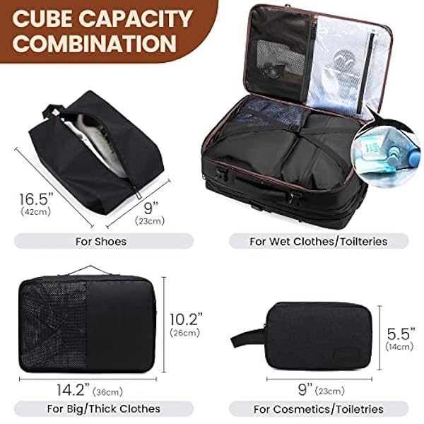 LOVEVOOK Zaino Porta PC 15,6 Pollici Da Viaggio Aereo Bagaglio A Mano Da Cabina Per Easyjet Ryanair Uomo Donna 30 Litri Grande Trekking Travel Bag Nero