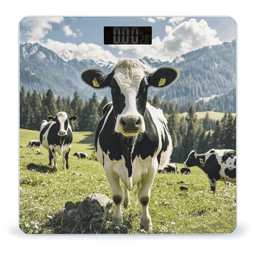 Báscula digital de baño de vidrio templado diseño vaca