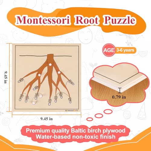 Image of MONTESSORI OUTLET Nature Materials Root Puzzle Early Preschool Learning Toys for 3-12 Year Old Kids and Toddler