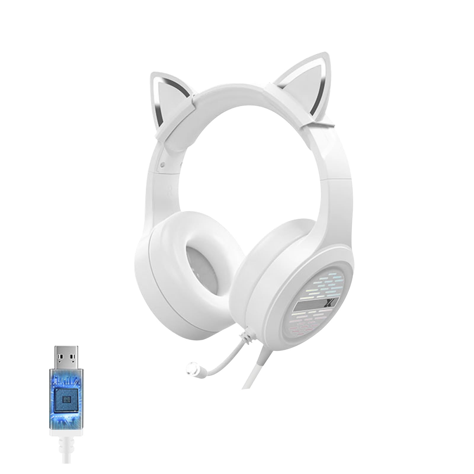 Amazon.co.jp: ゲーミングヘッドセット 猫耳ヘッドホン オーバー