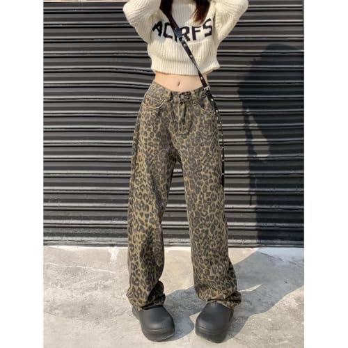 Gothic American Retro Leopard Print Pants, Camouflage Straight Leg Work Pants Design, Street Niche Design Hiphop3