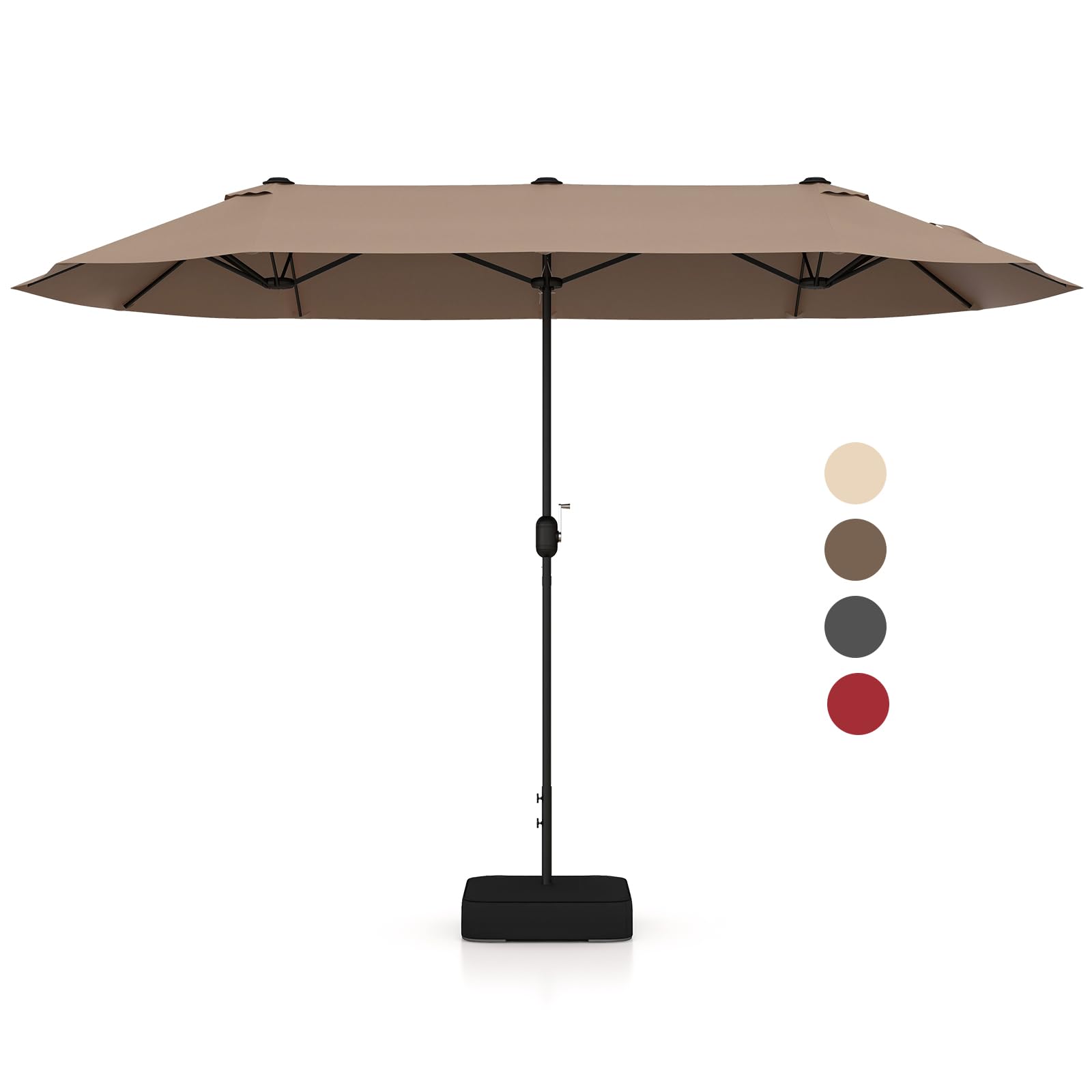 KOMFOTTEU Sombrilla de Jardín Doble 396 x 201 cm, Parasol Rectangular con Manivela y Base, Sombrilla de Balcón Grande con Protección UV, Paraguas de Exterior para Piscina, Terraza, Patio