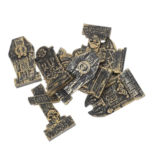 ibasenice 10 Piezas Decoración de lápida de calavera estatua cristiana estatua del cementerio del jardín decoraciones de halloween cementerio halloween lápida sepulcral lápida falsa cruzar