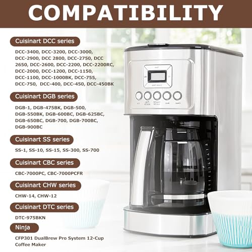 Image of KEEPOW Reusable Coffee Filter Replacement 8-12 Cup, Compatible with Ninja & Cuisinart Coffee Makers, #4 Cone Gold Tone Coffee Filter Basket