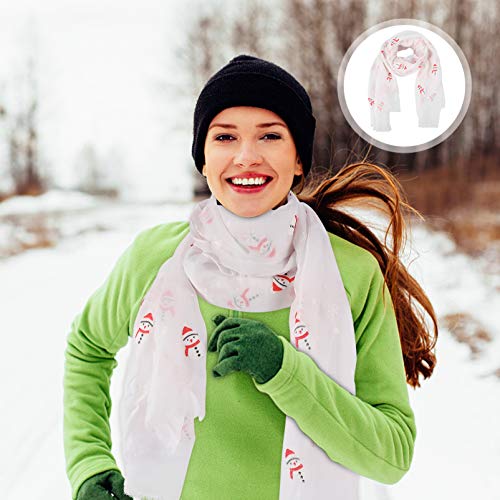 KESYOO LenÃ§o Feminino de Natal Branco Boneco de Neve Xale Macio Quente para O Inverno LenÃ§o Elegan