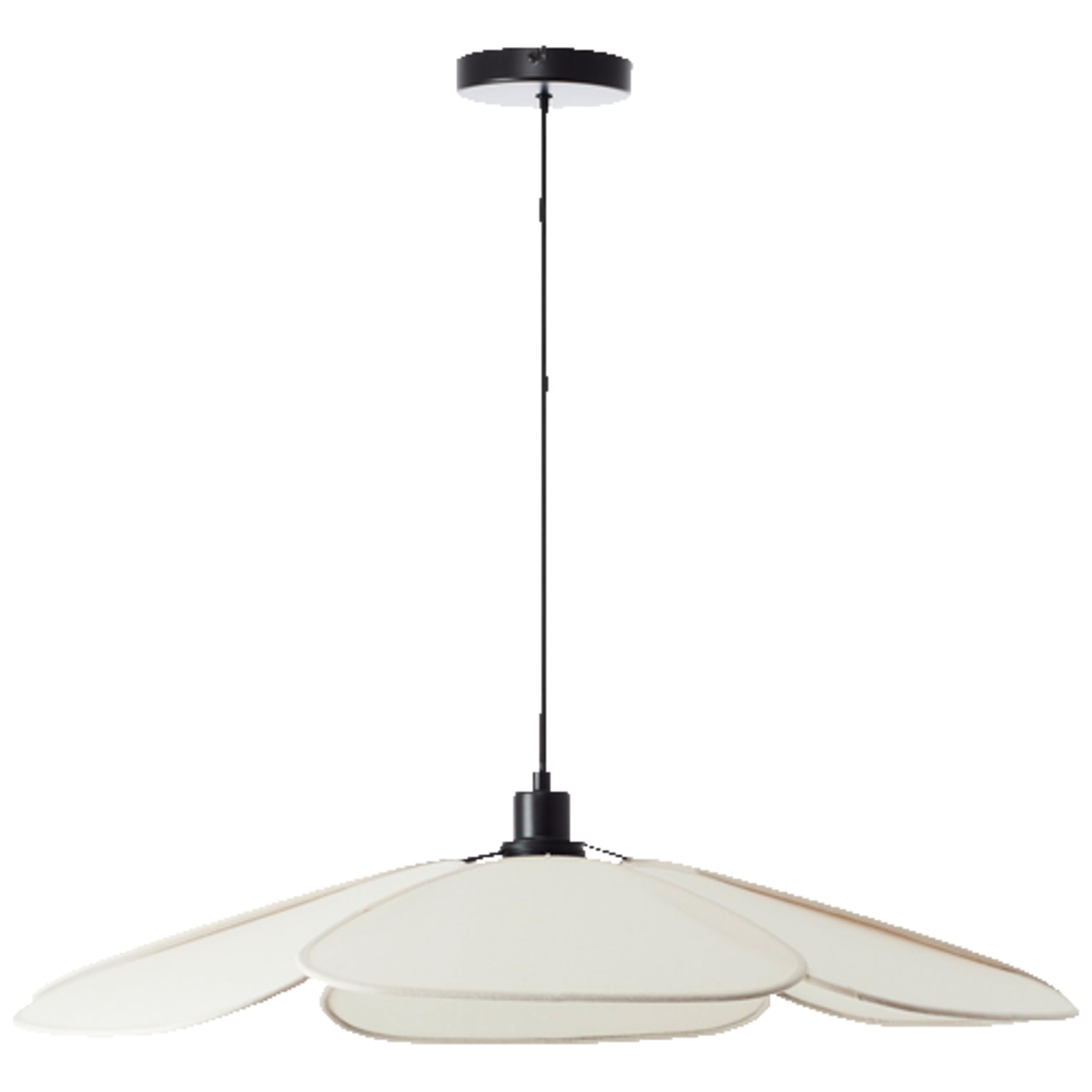 Lightbox Designer-Hängelampe mit blütenförmigem Stoff Lampen-Schirm & kürzbarem Kabel | Ø 77 cm | Pendelleuchte für das Esszimmer oder Wohnzimmer | E27 | aus Textil/Metall| in Beige