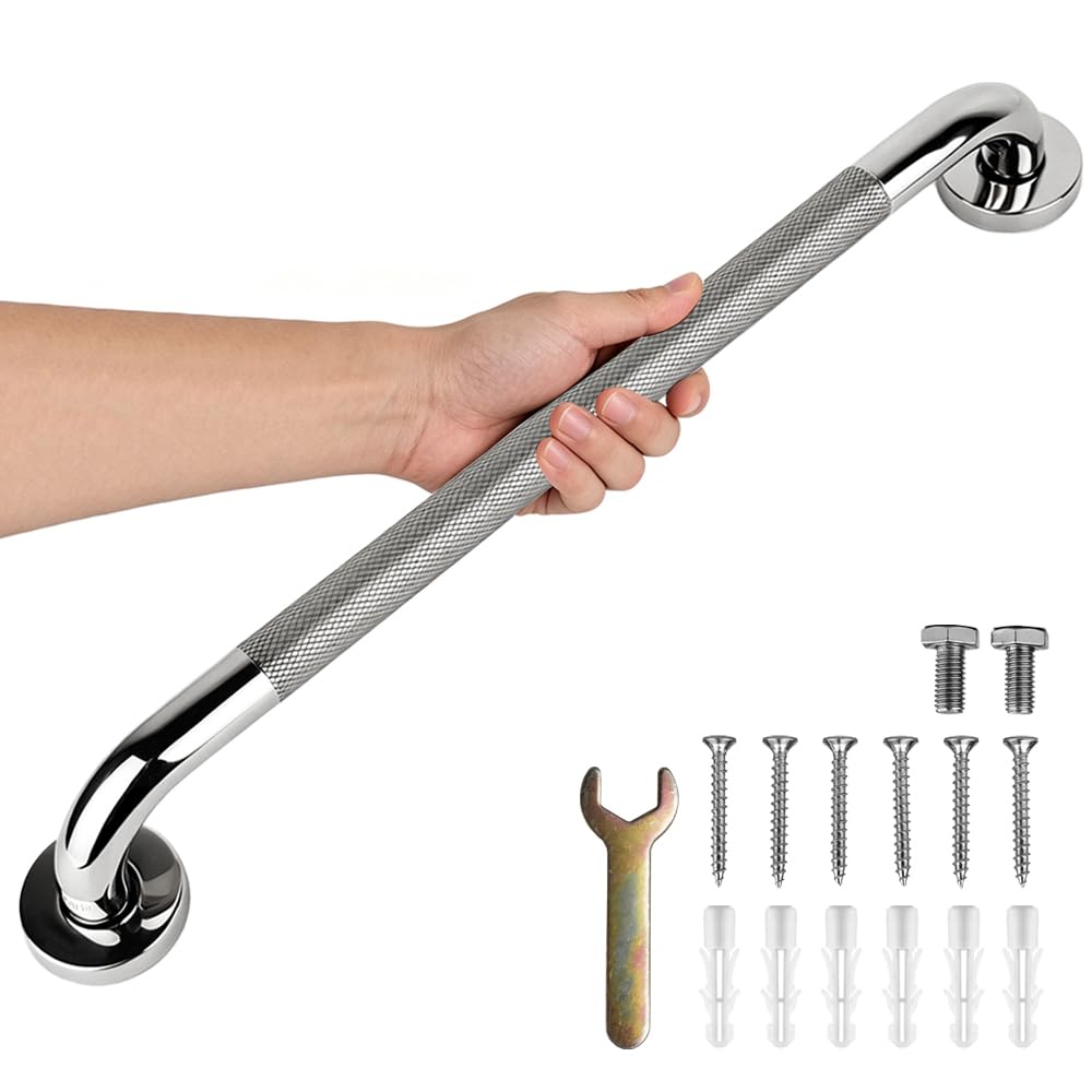 Barra de Agarre Antideslizante 60cm,Agarraderas Baño para Mayores 60cm,Acero Inoxidable Barra ​Asidero Ducha Personas Mayores Barras de Apoyo para Baño Agarrador Ducha