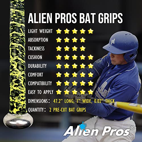 Alien Pros Bat Grip Tape For Baseball 0.5 Mm (2 Pack, Magic) – Precut And Pro Quality Bat Tape – Wrap Your Bat For An Epic Home Run - Replacement For Old Baseball Bat Grip #TOP4