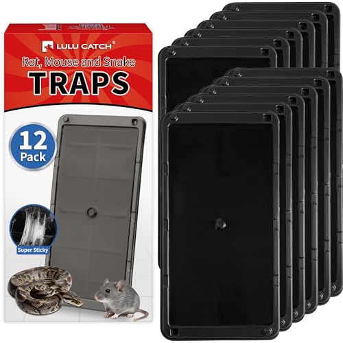 Image of LULUCATCH Mouse Traps 12 Pack, Larger Heavier Glue Traps for Mice, Rat & Snakes, Non-Toxic Sticky Mouse Traps Indoor for Home & Kitchen, Easy to Set