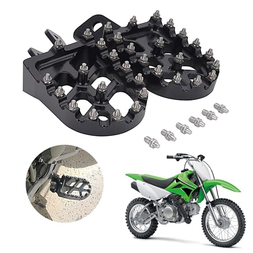Image of AnXin Dirt Bike Foot Pegs Motorcycle Footpegs Foot Pedals Rests CNC for KLX 110 KLX110 2002-2023 KLX110L 2010-2023 KX60 1998-2003 Pit Bike Black