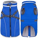 Fragralley Dog Coat with Harness Built in, Waterproof Windproof Reflective Warm Puffer Jacket, Fleece Lined Vest Winter Parka for Small, Medium, Large Dogs​
