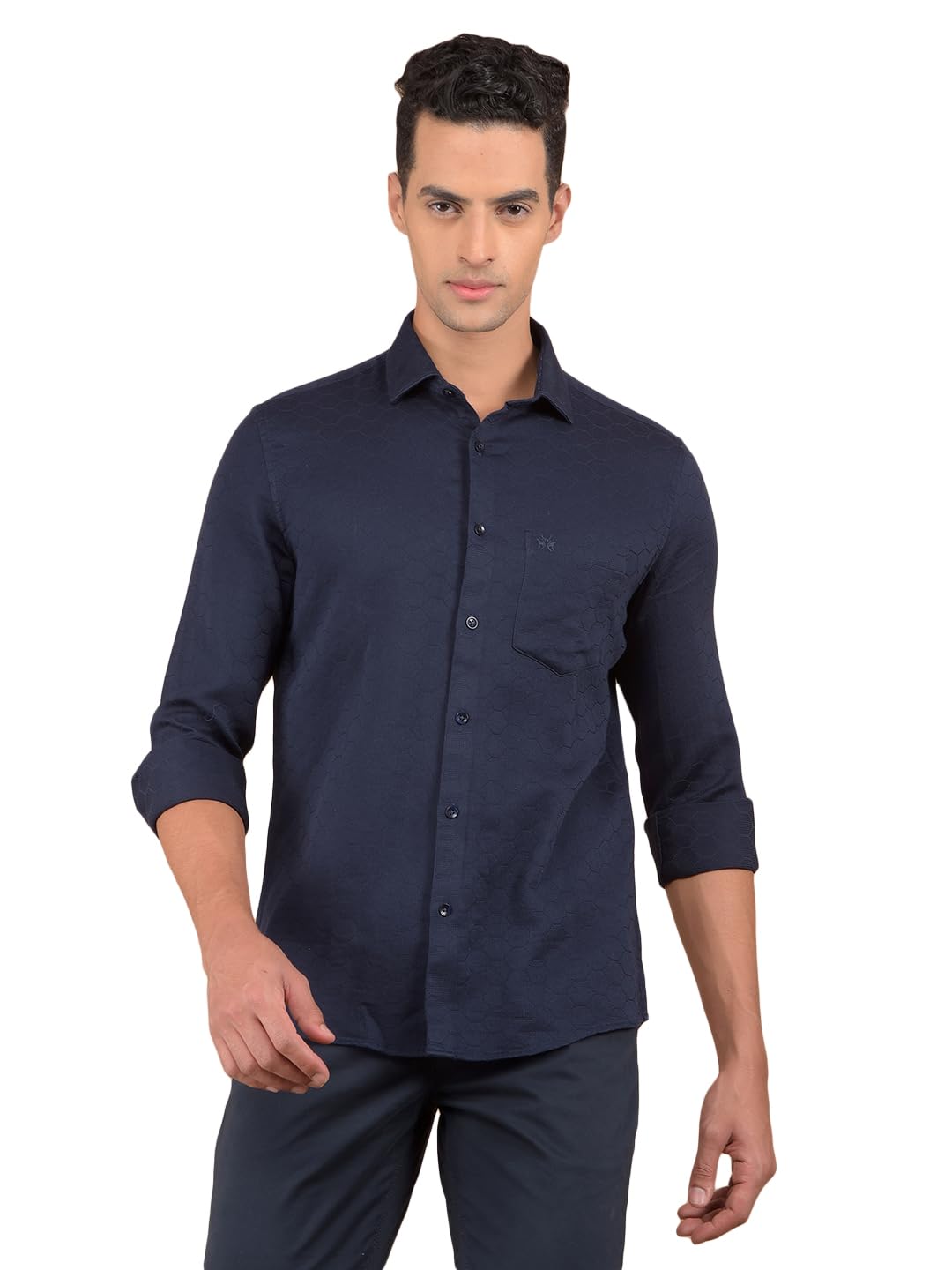 Crimsoune Club Men's Navy Blue Printed 100% Cotton Shirt-picture-15