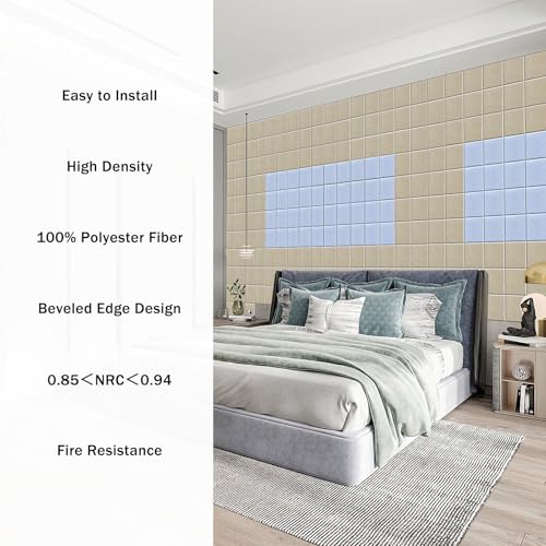SHJADE Painéis acústicos autoadesivos, 12 peças de 30,5 cm x 30,5 cm x 1 cm quadrados de absorção de