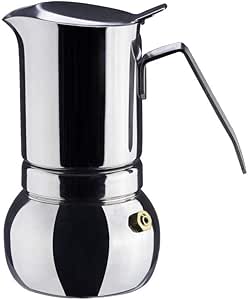 DÉBUT Stainless Steel Italian Espresso Coffee Maker Stovetop Moka Pot Greca Coffee Maker Latte Cappuccino Percolator, 6 Espresso Cup - 10 Oz