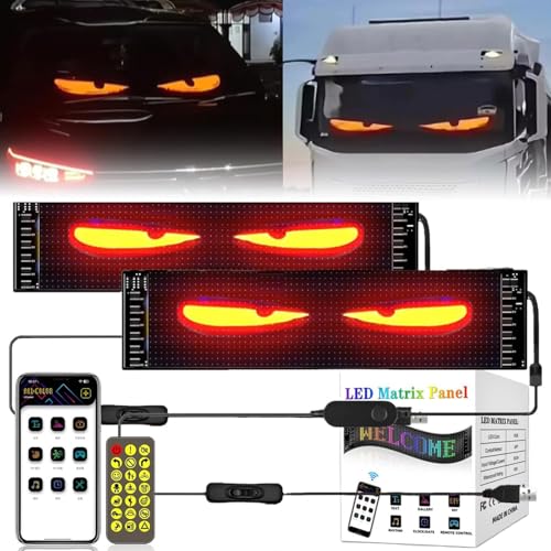 2er Devil Eyes Light For Cars Led Augen für Lkw Auto (70mm*173mm)Led Anzeige Programmierbar Laufschrift Leuchtreklame Personalisiert Leuchtschild FüR Auto LKW Text Graffiti Smart App Bluetooth USB 5V
