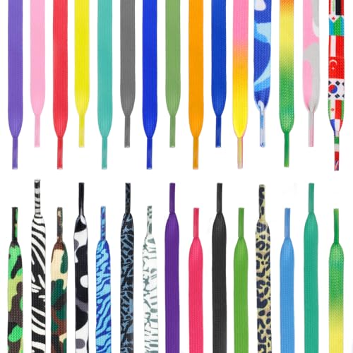 Image of Flat Colorful Shoelaces Gradient Rainbow Shoe Lace Shoestring 2 Pair