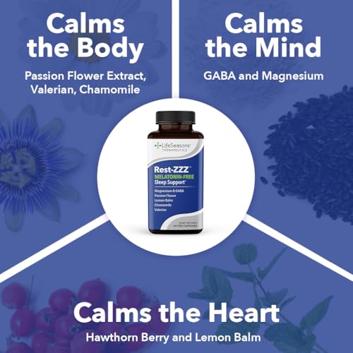 LifeSeasons Rest-ZZZ Melatonin Free - Sleep Support Supplement - Calms Nervous System - Eases Restlessness & Nerve-Related Sleeplessness - Magnesium GABA & Chamomile - 60 Capsules - Image 5