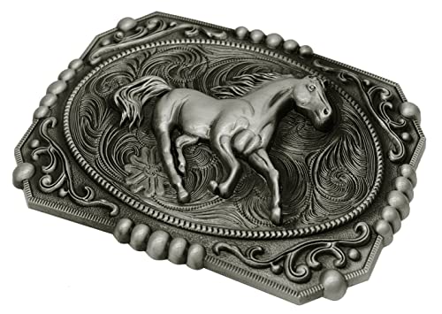 Image of Moranse Cross Cowboy Kneeling Prayer Horse Zinc Alloy Belt Buckles