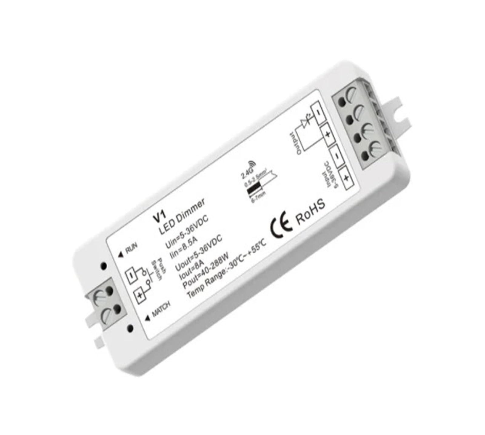 ZXAOMMBEA 1pcs V1 1CH*8A 5-36VDC CV Controller Push-Dim 12V 24V LED Dimmer 1 Zone Dimming Remote Control R11 Suitable for Single Color Light Strips(V1)