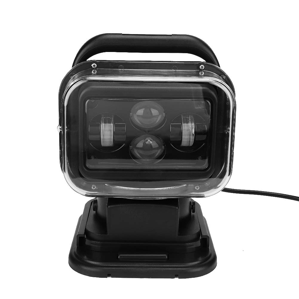 Focket Search Light,LED 60W 6800 Lumens IP67 Waterproof Portable Car Truck Remote Control Searchlight Outdoor Search Lamp Marine Spotlight for Boat, Guard,Yacht,etc(Black)