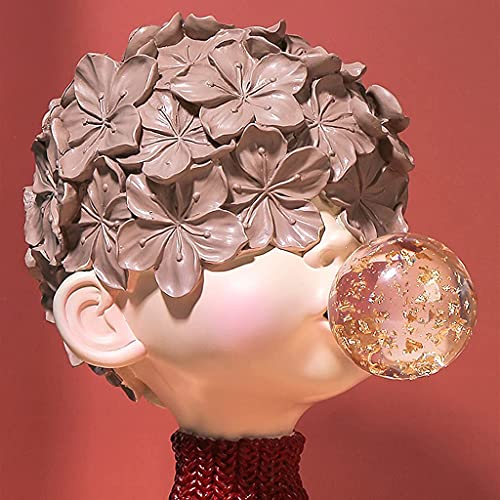 Resin Statue Figurine Bubble Boy Sculpture Lovely Boy Sculpture Desktop Ornaments For Home Office Decoration - Red #TOP2