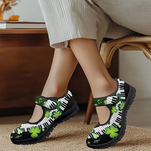 Jeiento St Patrick's Day Mesh Flats for Women Round Toe Ballet Flats Mary Jane Flats3