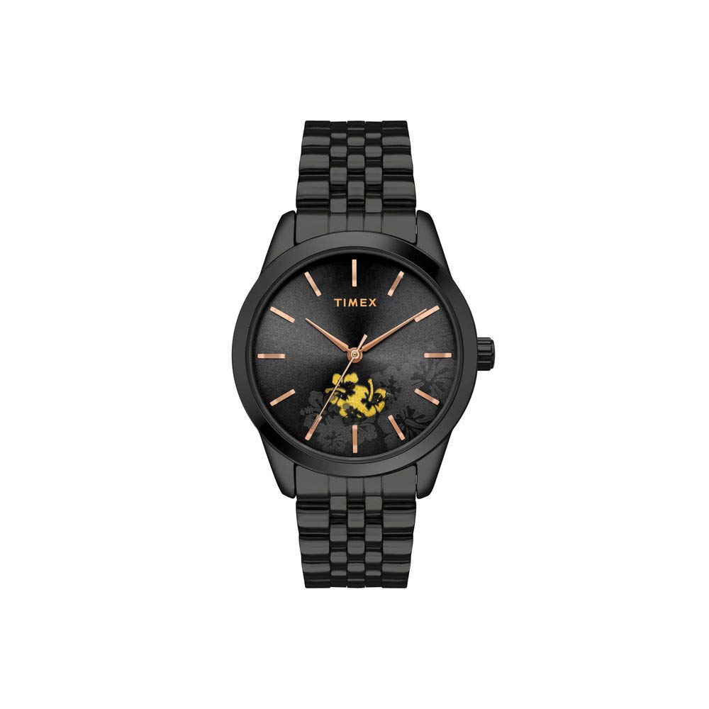 TIMEX Floral Fashion with Skeletal Cut-Out in Dial Analog Black Womens Watch - TWEL13112 (B083JVNBML) Amazon Price History, Amazon Price Tracker