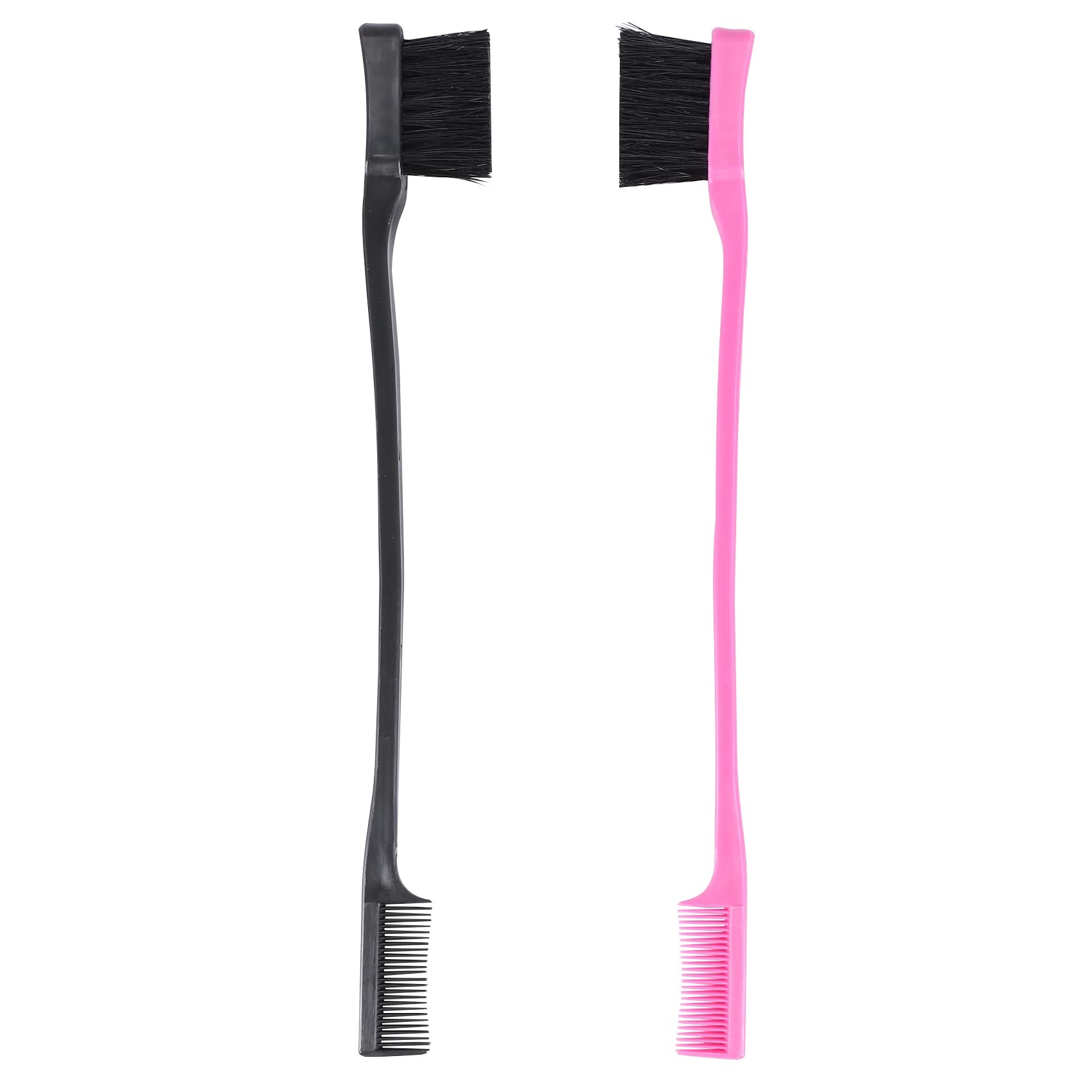 Lizusidtsy Double Sided Edge Control Hair Brush Comb Combo Pack 2 Pieces Pink and Black