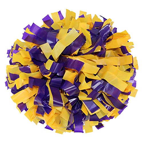 Danzcue 1 Pair 6 Inches Plastic Cheerleading Pom Poms with Dowel Handle (Purple-Gold, One Size)