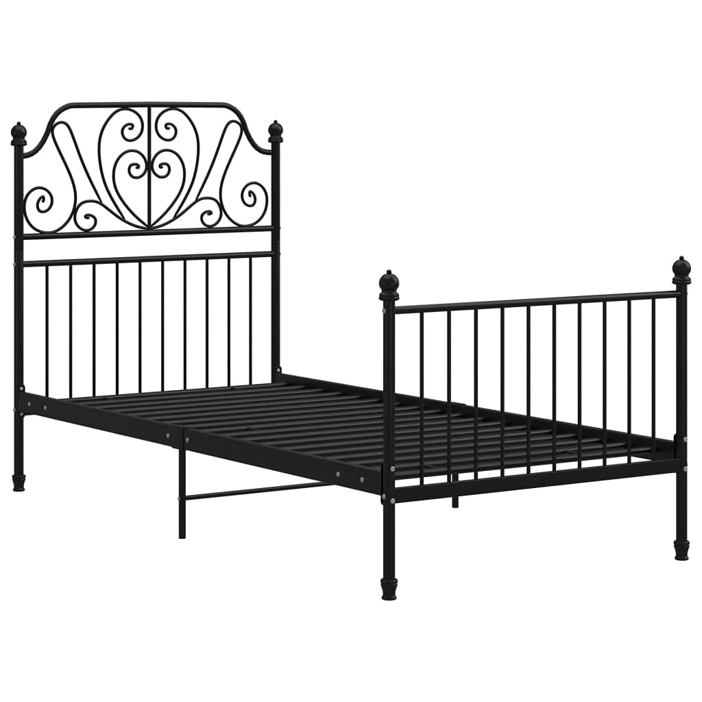 vidaXL Bed Frame Indoor Home Furniture Bedroom Sleeping Furniture Metal Bed Frame Bed Base Household Bedstead Metal 100x200 cm Black