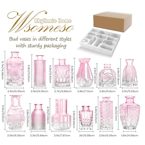 Vases à boutons en verre transparent et objets déco salon