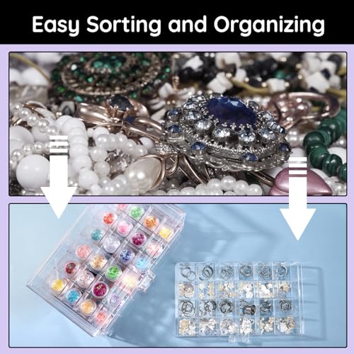 Image of Segbeauty 72 Grids Acrylic Jewelry Organizer, 3 Tier Earring Storage Box, Jewelry Display Stand with Small Compartments, Clear Stackable Storage Drawers for Nail & Bead Organization