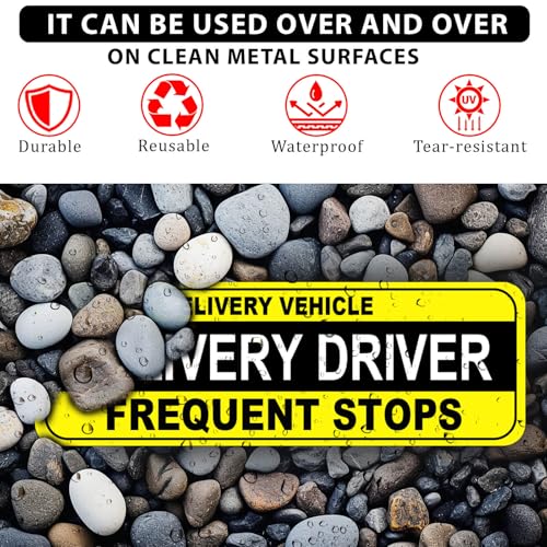 Image of NIMONA Delivery Driver Magnet for Car - 3-Pack Caution Frequent Stops Removable Set - Reflective Delivery Magnetic Car Door Sign - Weather-Resistant 11.8 x 4 inch (Delivery Driver yellow 3 pack)