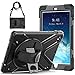 iPad Air Case, TSQ Air 1 Heavy Duty Shockproof Hard Carrying Rugged Protective Case Cover for Kids with 360 Degree Rotating Stand, Handle Hand Strap&Shoulder Strap,Air 1st Gen A1474 A1475 A1476 Black