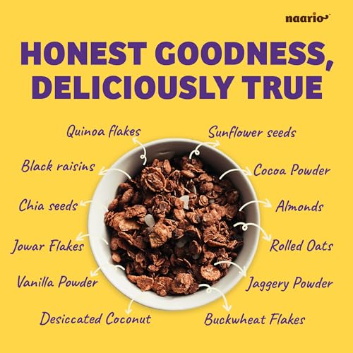 Image of Naario Classic & Chocolate Muesli Combo | No Added Sugar | Real Fruits & Nuts | High Fibre Breakfast Cereal | No Preservatives | Ready in 2 Minutes | 500g