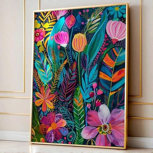 Tableau mural en acrylique coloré fleurs XINBAO 30x45cm