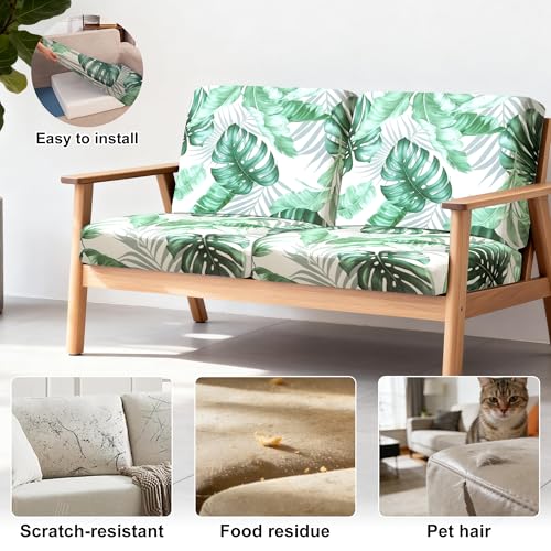 Image of BIETYONE 4Pcs Patio Stretch Cushion Covers,Outdoor Sofa Replacement Cover Slipcovers for Patio Furniture Cushion Covers, Washable Reusable Furniture Protector