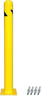 8NET Safety Bollard 48'Hx4.5'D, 12Ga (2.7 mm), Base-8x8', Steel STK290, with 4 Free Anchor Bolts, Heavy Duty (27lbs / 12.2kg) Yellow Powder Coated Safety Parking Barrier Post