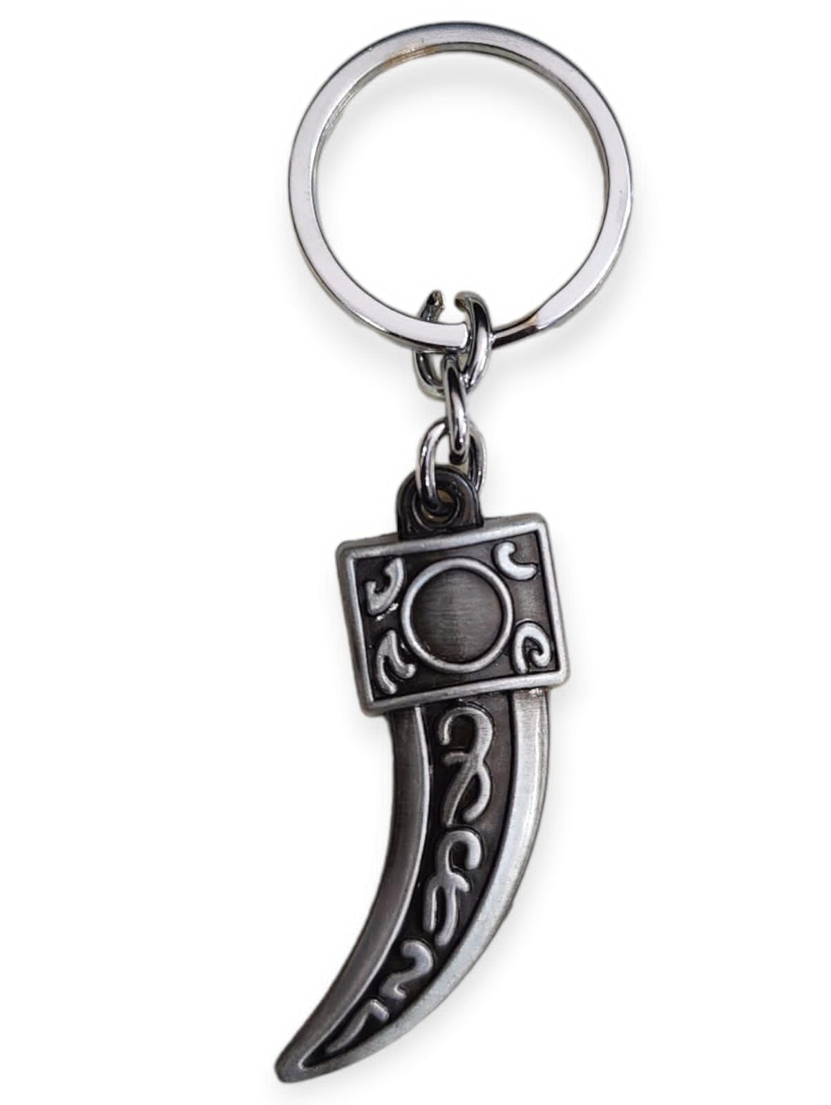 AMANVANISword Silver Key Chain for Good Luck and Gifting, Punjabi Sikh Khanda Kirpan Symbol Charm Metal Key Chain, Antique Silver Tone Keychain 1pcs