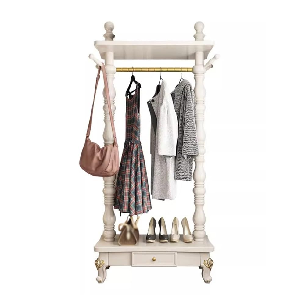 Coat Rack European Style Solid Wood Household Clothes Hanger Floor Clothing Rack Bedroom Hanger Storage Rack Vertical Master