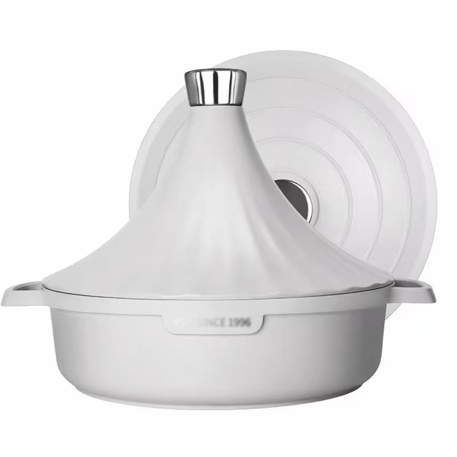 Aluminiumguss Großes Fassungsvermögen Tajine Topf Zum Kochen Traditionell Tagine Marokko for Gesunde Und Köstliche Mahlzeiten, Meeresfrüchte-Topf(Weiß)