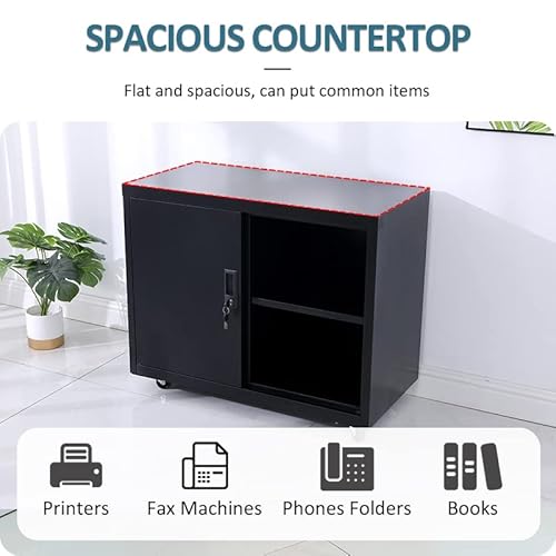 Fumedo Metal Mobile Lateral File Cabinet, Storage Locker,Printer Stand With Open Storage Shelves For Office,School,Home,Living Room. (Black) #TOP3
